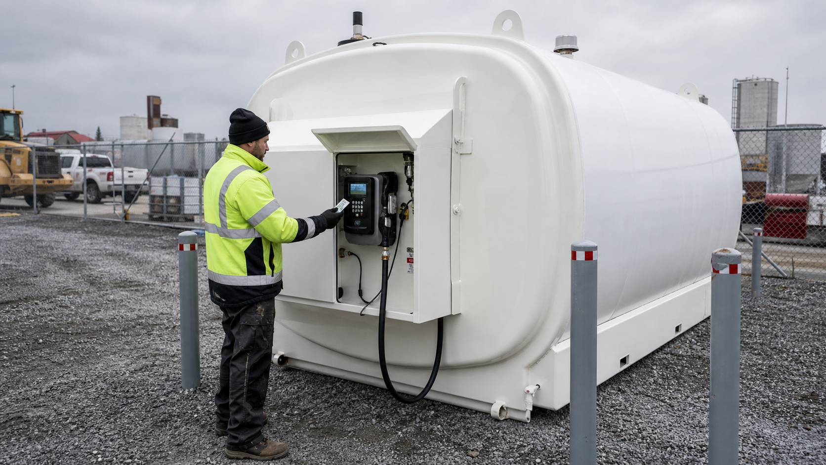 FuelCube above-ground fuel storage unit at commercial job site
