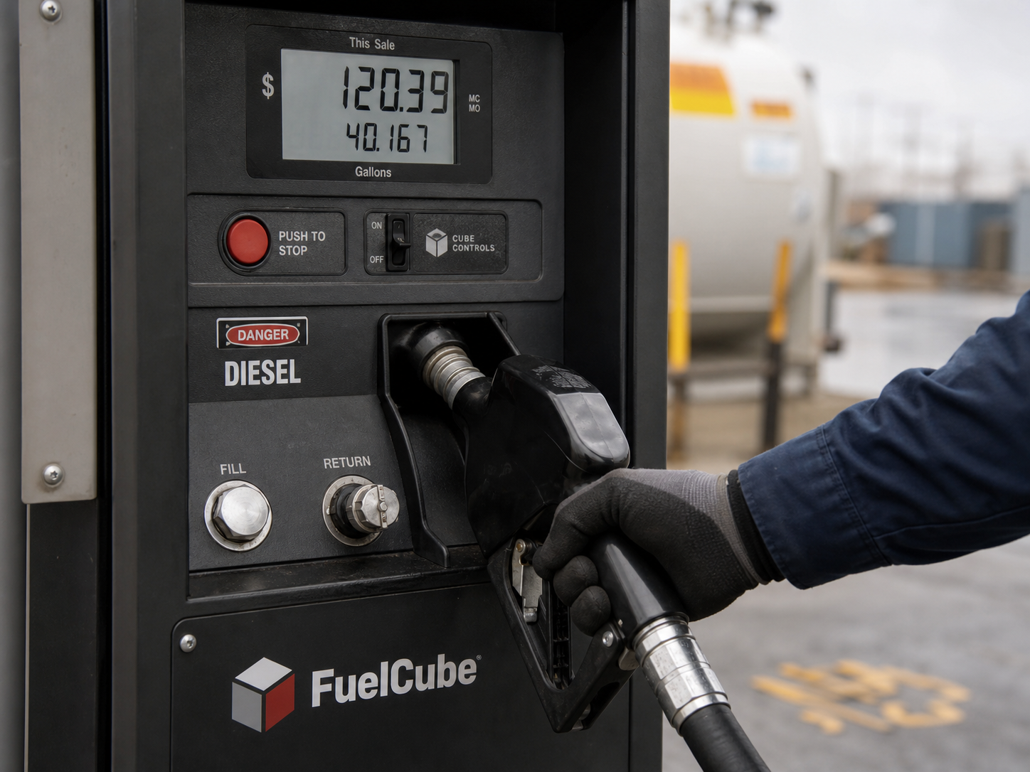 FuelCube on-site diesel storage tank at commercial facility